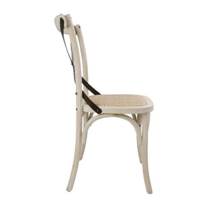 Bolero houten stoel met gekruiste rugleuning ecru (2 stuks)
