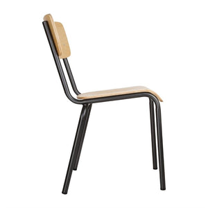 Bolero Cantina stoelen met houten zitting en rugleuning metallic grijs (4 stuks)