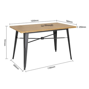 Bolero aluminium outdoor tafel 120x76x76cm licht houtdessin