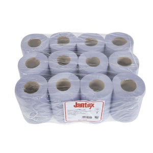Jantex centrefeed 1-laags handdoekrollen blauw 120m (12 stuks)