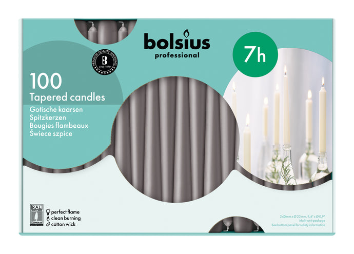 Gotische kaarsen taupe 100 st.