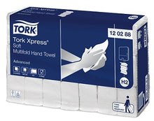 Afbeelding in Gallery-weergave laden, Handdoek Tork Advanced 2856 st. 120288 H2 packaging with soft multifold towels and H2 dispenser compatibility.