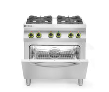 Afbeelding in Gallery-weergave laden, Gasfornuis 4-pits met convectieoven GN 1/1