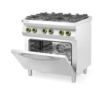 Afbeelding in Gallery-weergave laden, Gasfornuis 4-pits met convectieoven GN 1/1