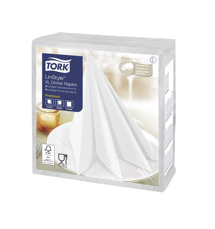 Servet LinStyle wit 50cm 300 st. 478883 pack featuring premium white dinner napkins.