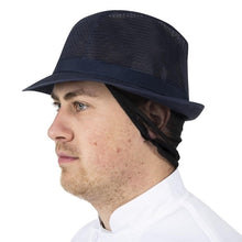 Afbeelding in Gallery-weergave laden, Trilby hoed met haarnetje blauw M