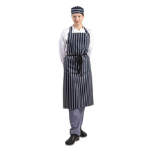 Afbeelding in Gallery-weergave laden, Whites halterschort blauw-wit gestreept extra lang