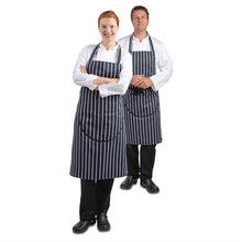 Afbeelding in Gallery-weergave laden, Whites halterschort blauw-wit gestreept extra lang