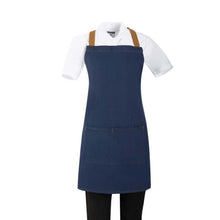 Afbeelding in Gallery-weergave laden, Southside Schort Denim Blauw Met Bruine Bandjes