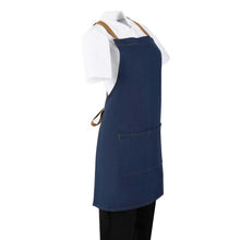 Afbeelding in Gallery-weergave laden, Southside Schort Denim Blauw Met Bruine Bandjes
