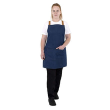 Afbeelding in Gallery-weergave laden, Southside Schort Denim Blauw Met Bruine Bandjes