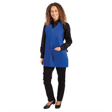 Whites halterschort met V-hals blauw