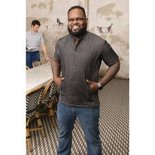 Afbeelding in Gallery-weergave laden, Chef Works Urban Tribeca denim koksbuis met drukknopen korte mouw grijs M