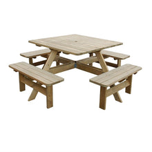 Afbeelding in Gallery-weergave laden, Rowlinson vierkante houten picknicktafel 198cm