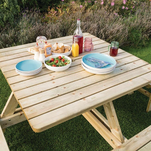 Rowlinson vierkante houten picknicktafel 198cm