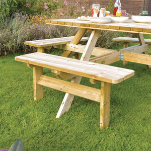 Rowlinson vierkante houten picknicktafel 198cm