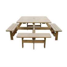 Afbeelding in Gallery-weergave laden, Rowlinson vierkante houten picknicktafel 198cm