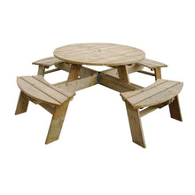 Afbeelding in Gallery-weergave laden, Rowlinson ronde houten picknicktafel 200(Ã~)cm