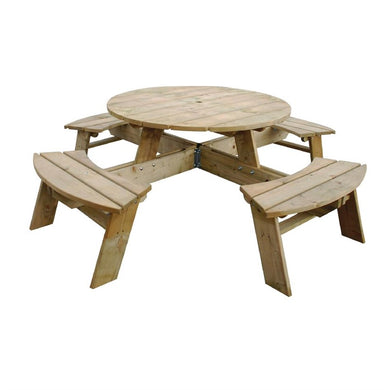 Rowlinson ronde houten picknicktafel 200(Ã~)cm