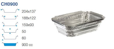 Aluminiumbakje 911LO 900cc 1000st. (R45L)