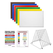 Afbeelding in Gallery-weergave laden, Hygiplas HDPE snijplanken set met rek 455x305x25mm