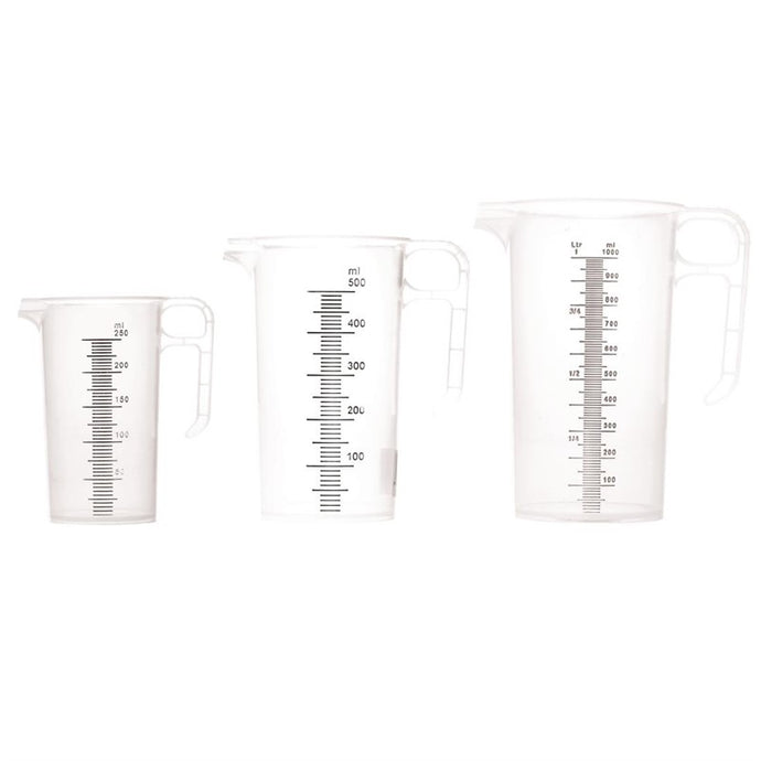 Pro-Measure polypropyleen maatkannen set - 250ml, 500ml & 1L