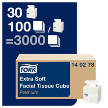 Afbeelding in Gallery-weergave laden, Tork Premium 100-pak gezichtsreinigingsdoekjes extra soft 2-laags (30 stuks)