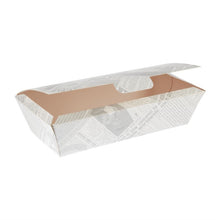 Afbeelding in Gallery-weergave laden, Colpac composteerbare voedseldozen krantenprint 250mm (150 stuks)