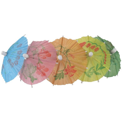 Papieren parasol cocktailprikkers assorti (144 stuks)