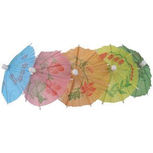 Papieren parasol cocktailprikkers assorti (144 stuks)