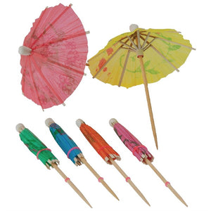 Papieren parasol cocktailprikkers assorti (144 stuks)