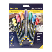 Afbeelding in Gallery-weergave laden, Securit Liquid krijtstift 1-2mm Penpunt in rood, blauw, geel, groen, roze, oranje, violet (doos 7)