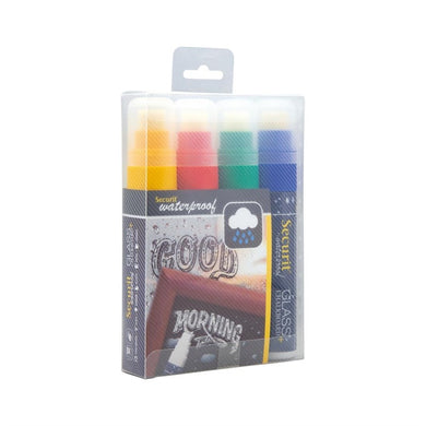 Securit Watervaste krijtstift (Glas + Krijtbord) in rood, groen, geel, blauw met 7-15 mm penpunt (do