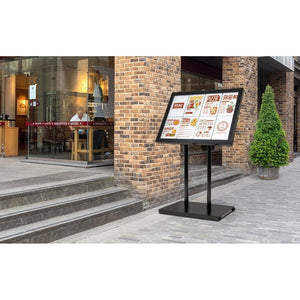 Securit Teak zwart gecoat LED's informatie 8xA4 display met mast en voet