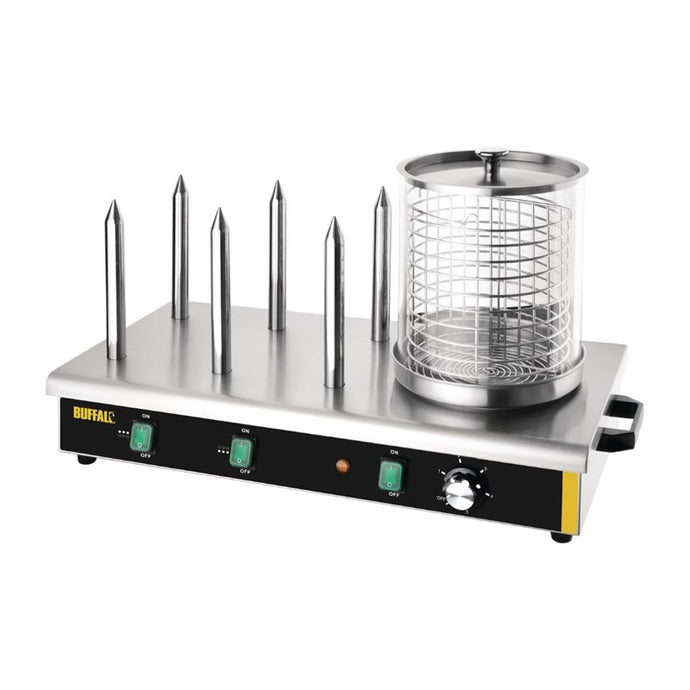 Buffalo hotdogwarmer met 6 warmhoudpennen