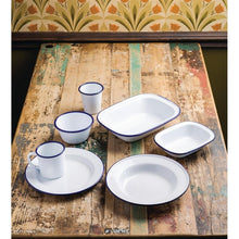 Afbeelding in Gallery-weergave laden, Olympia Emaille sauspotje wit en blauw 11,4cl (6 stuks)
