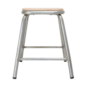 Bolero lage gegalvaniseerd stalen kruk met houten zitting (4 stuks)
