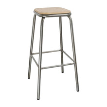 Afbeelding in Gallery-weergave laden, Bolero hoge gegalvaniseerd stalen kruk met houten zitting (4 stuks)