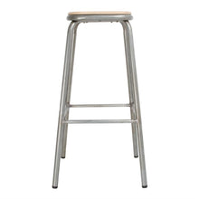 Afbeelding in Gallery-weergave laden, Bolero hoge gegalvaniseerd stalen kruk met houten zitting (4 stuks)