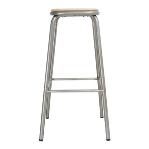 Bolero hoge gegalvaniseerd stalen kruk met houten zitting (4 stuks)