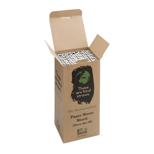 Fiesta Compostable composteerbare papieren rietjes zwart (250 stuks)