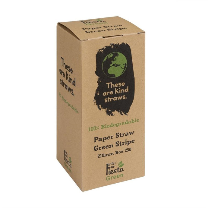 Fiesta Compostable composteerbare papieren rietjes groen-wit gestreept (250 stuks)