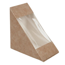 Afbeelding in Gallery-weergave laden, Colpac recyclebare driehoekige kraft sandwichboxen met PLA-venster (500 stuks)