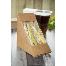 Afbeelding in Gallery-weergave laden, Colpac recyclebare driehoekige kraft sandwichboxen met PLA-venster (500 stuks)