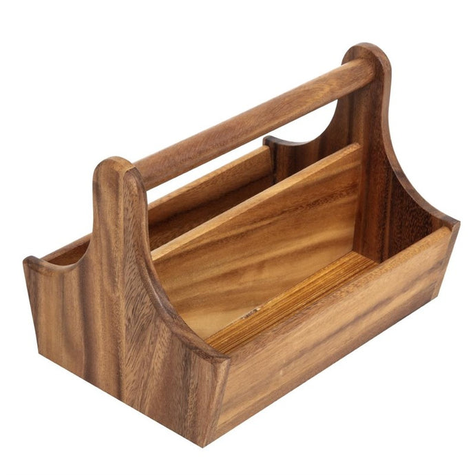 T&G Woodware acaciahouten tafelcaddy met handvat