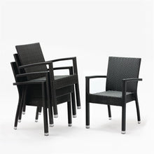 Afbeelding in Gallery-weergave laden, Bolero polyrotan stoelen met armleuning antraciet (4 stuks)