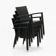 Afbeelding in Gallery-weergave laden, Bolero polyrotan stoelen met armleuning antraciet (4 stuks)