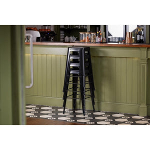 Bolero Bistro gegalvaniseerd stalen barkruk zwart (4 stuks)