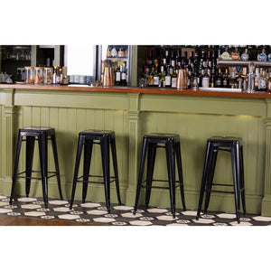Bolero Bistro gegalvaniseerd stalen barkruk zwart (4 stuks)