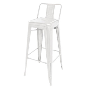 Bolero bistro stalen hoge kruk met rugleuning wit (4 stuks)